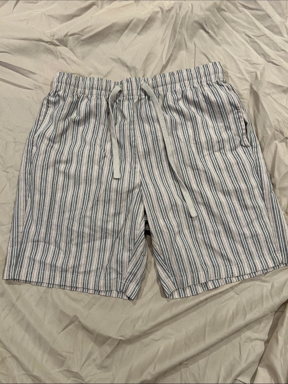 Men's Striped Blue & White Drawstring Hybrid Shorts